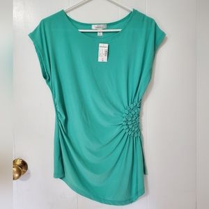 Asymmetrical, ruched top